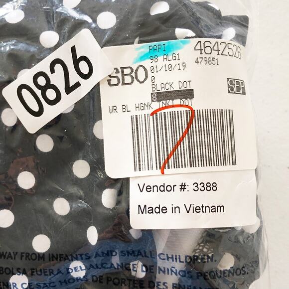 Lands End Womens Swim Top Tankini Size 8 High Neck Polka Dot Black White NEW!! - Picture 4 of 5